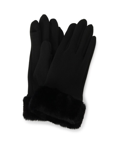 ITS'DEMO（イッツデモ）の「【手洗い可】ファーカフスジャージグローブ（手袋・レディース・ブラウン系/ブラック/チャコールグレー/ダークブラウン・00）」の2枚目の写真