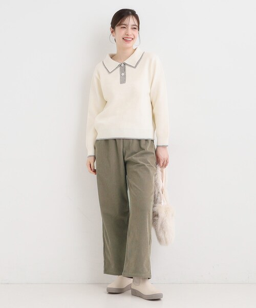 SHOO・LA・RUE(シューラルー)の「【S-LL/洗濯機可/裏起毛】あったかコーデュロイ ワイドパンツ(その他パンツ・レディース・オフホワイト/グレー/ブラウン系・04/03/02/01)」の6枚目の写真