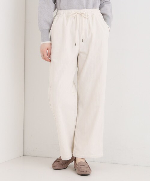 セール】【S-LL/洗濯機可/裏起毛】あったかコーデュロイ ワイドパンツ