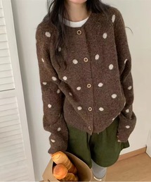 ドット ニットカーディガン