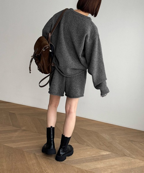 CANAL JEAN（キャナルジーン）の「El mar　ウール混ショートパンツSETUP（セットアップ・レディース・ブラック/グレー/ライトグレー・ONE SIZE）」の5枚目の写真