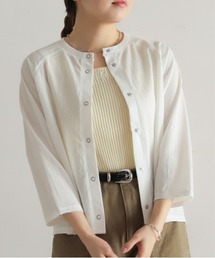 NOMBRE IMPAIR | 綿ナイロンシアーテレコ　カットカーデ(カーディガン/ボレロ)