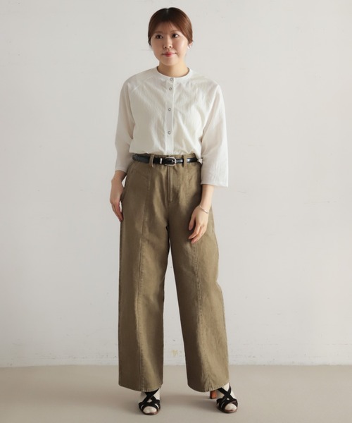 NOMBRE IMPAIR（ノンブルアンペール）の「綿ナイロンシアーテレコ　カットカーデ（カーディガン/ボレロ・レディース・グリーン/ホワイト・FREE）」の9枚目の写真