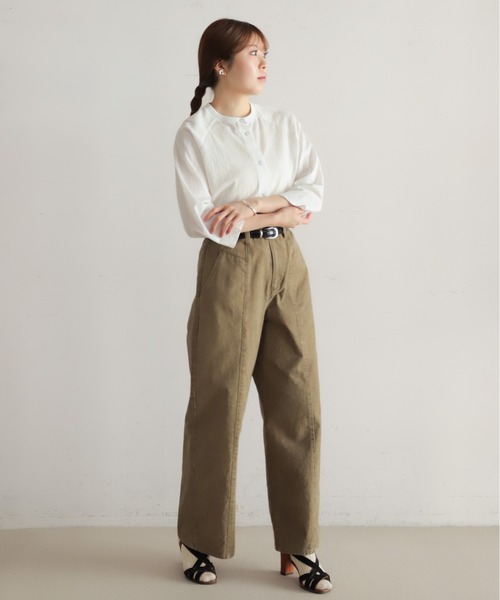 NOMBRE IMPAIR（ノンブルアンペール）の「綿ナイロンシアーテレコ　カットカーデ（カーディガン/ボレロ・レディース・グリーン/ホワイト・FREE）」の4枚目の写真