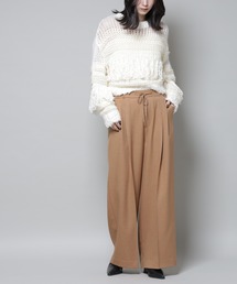 NANO universe | ストレッチサージピンタックイージーワイドパンツ(セットアップ可)(スラックス)