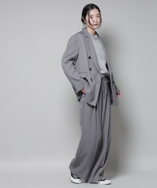 NANO universe（ナノユニバース）の「ストレッチサージピンタックイージーワイドパンツ(セットアップ可)（スラックス・レディース・グレー/ベージュ/ブラック・S/M）」の15枚目の写真