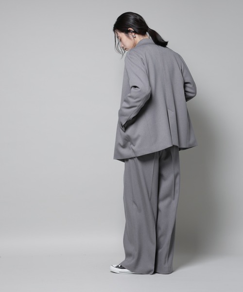 NANO universe（ナノユニバース）の「ストレッチサージピンタックイージーワイドパンツ(セットアップ可)（スラックス・レディース・グレー/ベージュ/ブラック・S/M）」の16枚目の写真