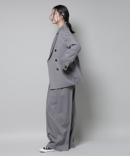 NANO universe（ナノユニバース）の「ストレッチサージピンタックイージーワイドパンツ(セットアップ可)（スラックス・レディース・グレー/ベージュ/ブラック・S/M）」の17枚目の写真