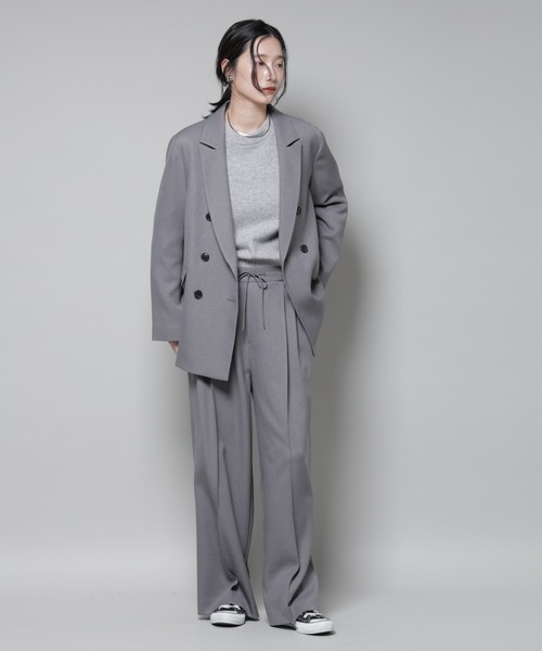 NANO universe（ナノユニバース）の「ストレッチサージピンタックイージーワイドパンツ(セットアップ可)（スラックス・レディース・グレー/ベージュ/ブラック・S/M）」の14枚目の写真