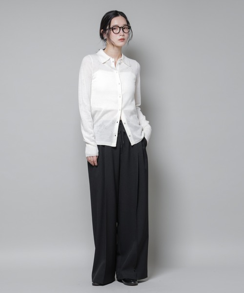 NANO universe（ナノユニバース）の「ストレッチサージピンタックイージーワイドパンツ(セットアップ可)（スラックス・レディース・グレー/ベージュ/ブラック・S/M）」の21枚目の写真