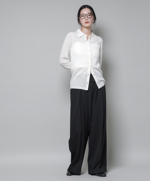 NANO universe（ナノユニバース）の「ストレッチサージピンタックイージーワイドパンツ(セットアップ可)（スラックス・レディース・グレー/ベージュ/ブラック・S/M）」の20枚目の写真