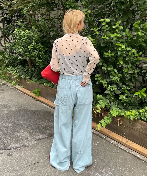 HELLO.SANFRANCISCO(ハローサンフランシスコ)の「【HELLO.SANFRANCISCO/ハローサンフランシスコ】フロッキー星柄シアートップス(Tシャツ/カットソー・レディース・イエロー/ブラック/サックスブルー・ONE SIZE)」の10枚目の写真