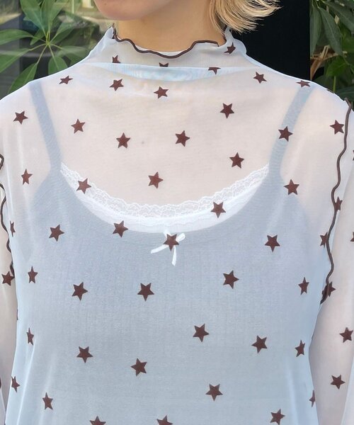 HELLO.SANFRANCISCO(ハローサンフランシスコ)の「【HELLO.SANFRANCISCO/ハローサンフランシスコ】フロッキー星柄シアートップス(Tシャツ/カットソー・レディース・イエロー/ブラック/サックスブルー・ONE SIZE)」の21枚目の写真