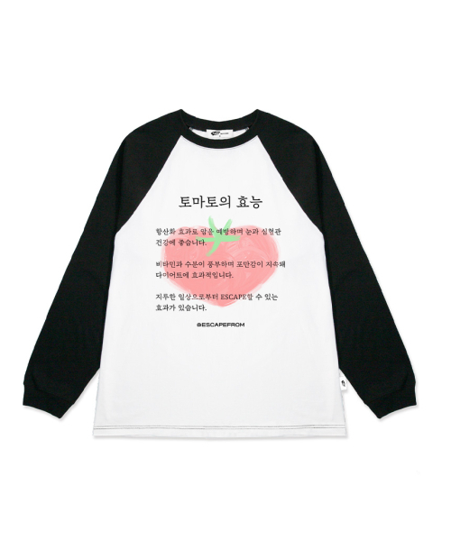 ESCAPEFROM（エスケープフロム）の「トマトの効能プリントロングスリーブ [2色]（Tシャツ/カットソー・レディース・ホワイト/ブラック・MEDIUM/LARGE/SMALL）」の3枚目の写真