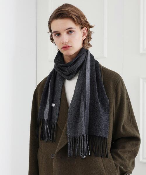 セール】【ラッピング巾着セット】カシミヤブレンドパネルマフラー