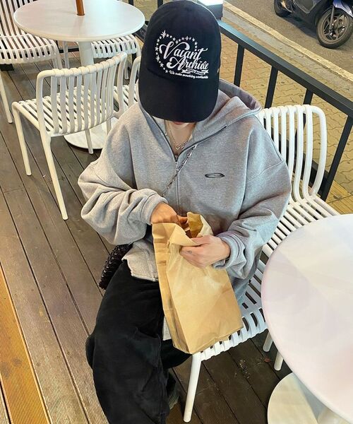 セール】[500g]Heavy Weight Logo Hood Zip-up - Melange Grey