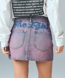X-girl（エックスガール）の「CURSIVE LOGO DENIM MINI SKIRT（デニムスカート・レディース）」