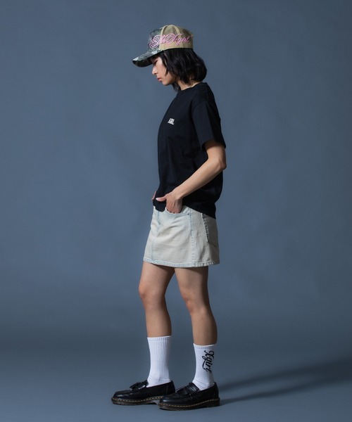 X-girl(エックスガール)の「CURSIVE LOGO DENIM MINI SKIRT(デニムスカート・レディース・ライトインディゴブルー/ピンク・S/M)」の16枚目の写真
