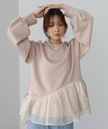 Bab | ペプラムオーガンジーポンチトップス(スウェット)
