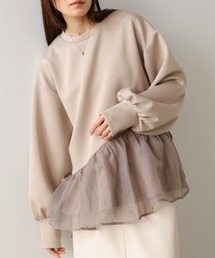 Bab（バブ）の「ペプラムオーガンジーポンチトップス（スウェット）」