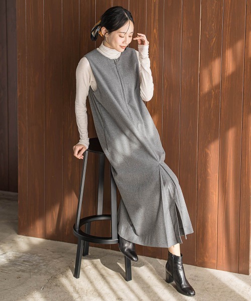 裏起毛サキソニーワンピース≪手洗い可能≫（ワンピース）｜Droite