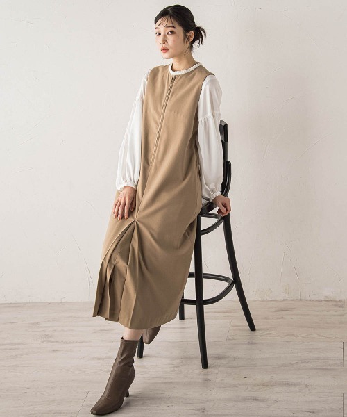 裏起毛サキソニーワンピース≪手洗い可能≫（ワンピース）｜Droite