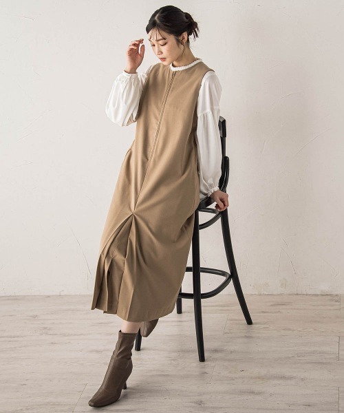 裏起毛サキソニーワンピース≪手洗い可能≫（ワンピース）｜Droite