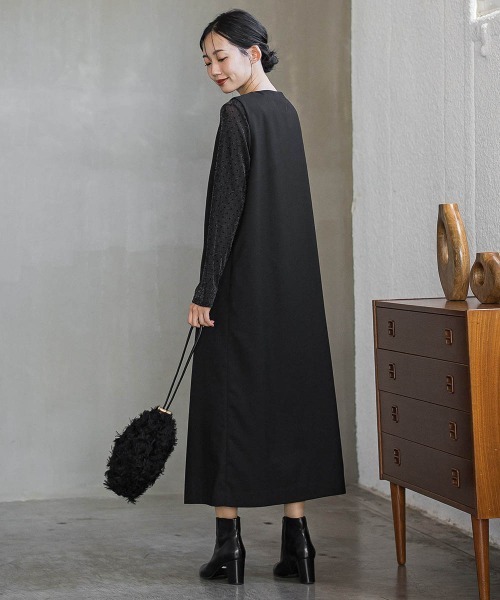 裏起毛サキソニーワンピース≪手洗い可能≫（ワンピース）｜Droite