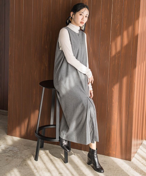 裏起毛サキソニーワンピース≪手洗い可能≫（ワンピース）｜Droite