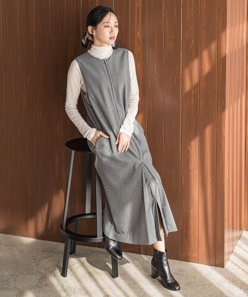 裏起毛サキソニーワンピース≪手洗い可能≫（ワンピース）｜Droite