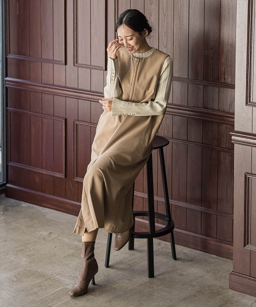 裏起毛サキソニーワンピース≪手洗い可能≫（ワンピース）｜Droite