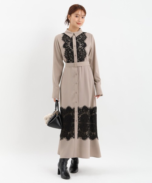 Andemiu（アンデミュウ）の「スソレースキリカエワンピース625316（ワンピース・レディース・ベージュ/ネイビー/ブルー・FREE）」の5枚目の写真