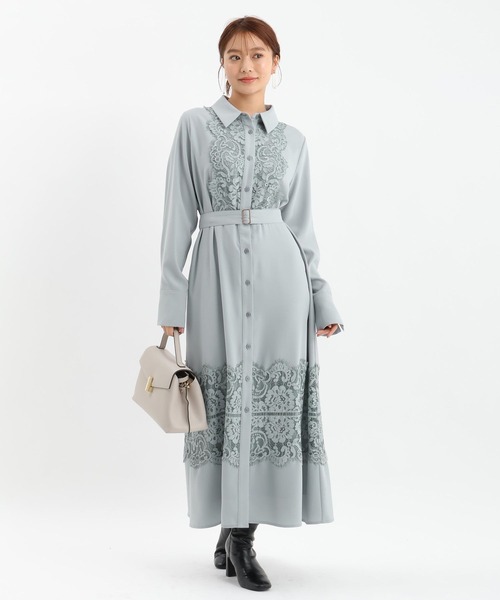 Andemiu（アンデミュウ）の「スソレースキリカエワンピース625316（ワンピース・レディース・ベージュ/ネイビー/ブルー・FREE）」の11枚目の写真