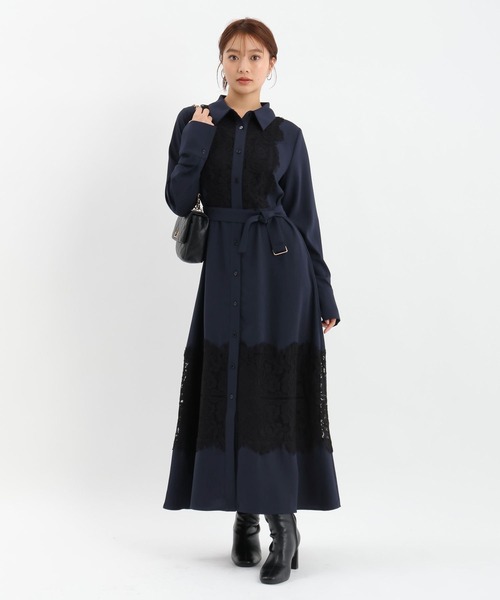 Andemiu（アンデミュウ）の「スソレースキリカエワンピース625316（ワンピース・レディース・ベージュ/ネイビー/ブルー・FREE）」の12枚目の写真