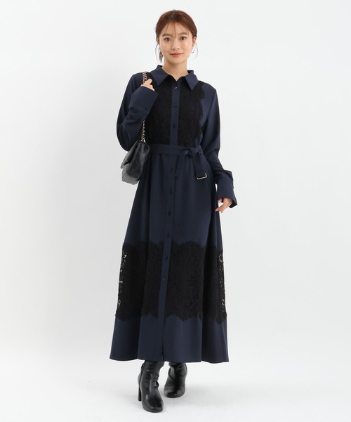 Andemiu（アンデミュウ）の「スソレースキリカエワンピース625316（ワンピース・レディース・ベージュ/ネイビー/ブルー・FREE）」の14枚目の写真