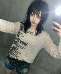 .KOM（ドットコム）の「『.KOM/ドットケーオーエム』プリントニットロングスリーブ【Y】【CN】（ニット/セーター）」