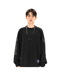 OURPOCKETS（アワーポケッツ）の「グリッドピグメントボンオーバーサイズロングスリーブスウェットシャツ（Zブラック）（Tシャツ/カットソー）」