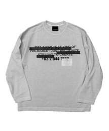 BLACK BLOND（ブラック ブロンド）の「ビビディヒドンスローガンピグメント長袖Tシャツ（グレー）（Tシャツ/カットソー）」