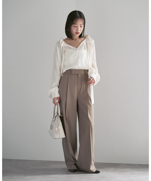 Noble（ノーブル）の「スタンドフリルボウタイブラウス（シャツ/ブラウス・レディース・ブラック/ホワイト・FREE）」の10枚目の写真