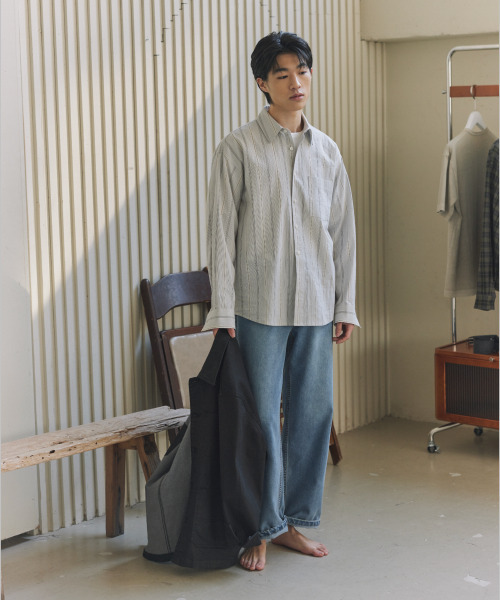 NONBLANK(ノンブランク)の「クラフトウォッシングストライプシャツ_ホワイト(シャツ/ブラウス・メンズ・ホワイト・MEDIUM/LARGE/X-LARGE)」の12枚目の写真