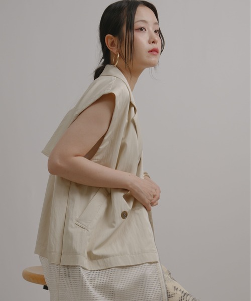palm RICHE(ポームリシュ)の「メッシュドッキングトレンチジレ(その他アウター・レディース・ブラック/オフホワイト・M)」の4枚目の写真