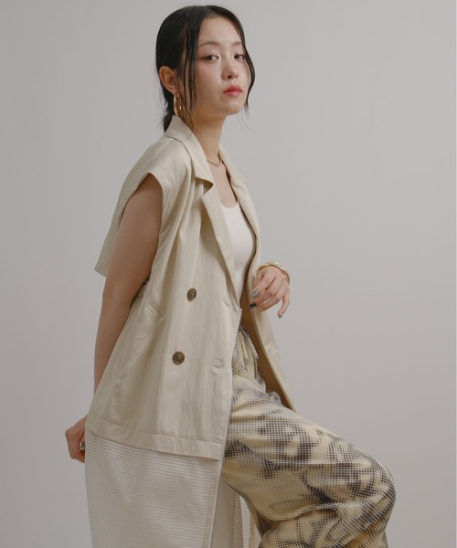 palm RICHE(ポームリシュ)の「メッシュドッキングトレンチジレ(その他アウター・レディース・ブラック/オフホワイト・M)」の3枚目の写真