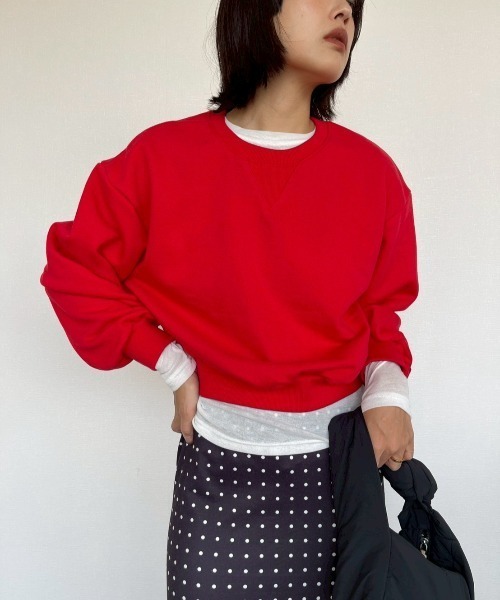 AMAIL（アマイル）の「Balloon Sleeve Sweat（スウェット・レディース・レッド/アイボリー・FREE）」の10枚目の写真