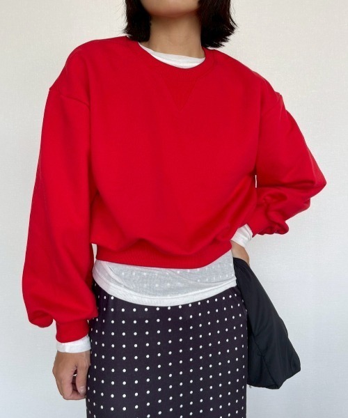 AMAIL（アマイル）の「Balloon Sleeve Sweat（スウェット・レディース・レッド/アイボリー・FREE）」の11枚目の写真