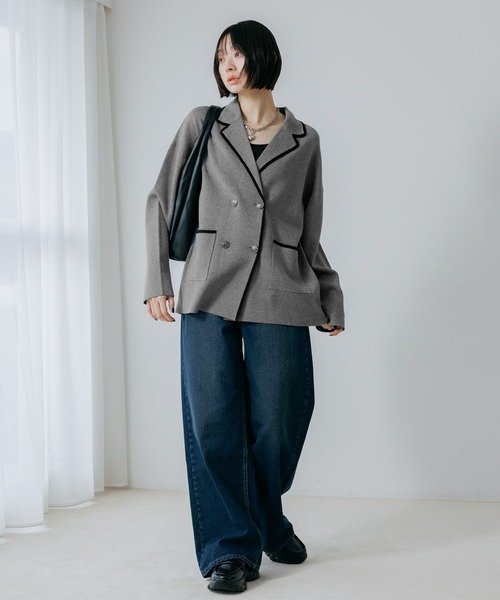 PAGEBOY（ページボーイ）の「ニットマリンジャケット（テーラードジャケット・レディース・ネイビー/ブラック/グレー・FREE）」の12枚目の写真