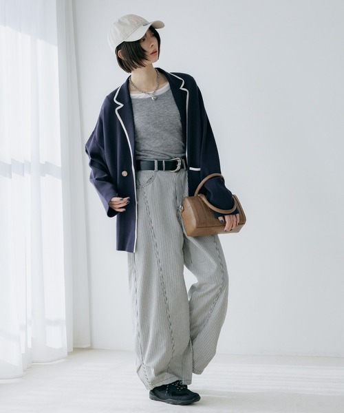 PAGEBOY（ページボーイ）の「ニットマリンジャケット（テーラードジャケット・レディース・ネイビー/ブラック/グレー・FREE）」の18枚目の写真