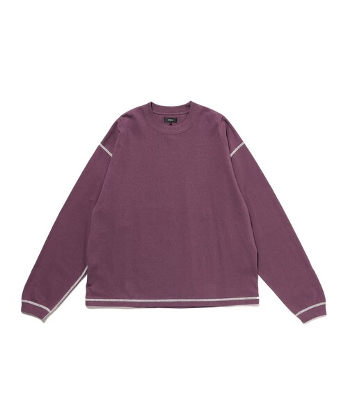 BEAMS（ビームス）の「ワイドフィット ステッチワーク Tシャツ（Tシャツ/カットソー・メンズ・ナチュラル/ブラック系その他/パープル・S/M/L/XL）」の3枚目の写真