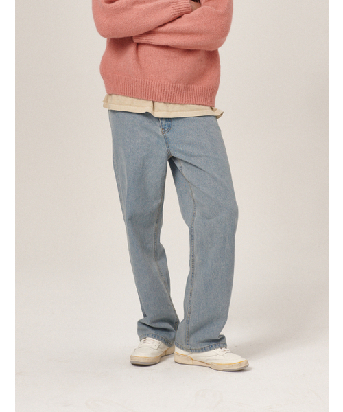 FLATWAVE IN SEOUL（フラットウェーブインソウル）の「Olas Wide Denim Pants Light Indigo（デニムパンツ・メンズ・その他・SMALL/X-LARGE/LARGE/MEDIUM）」の4枚目の写真
