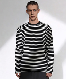 THESTORI（ザ・ストリ）の「[10番手] ストライプヘビーロングスリーブTシャツ (ブラック)（Tシャツ/カットソー）」