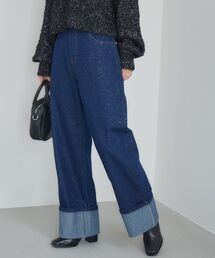 ロールアップラメデニムPT